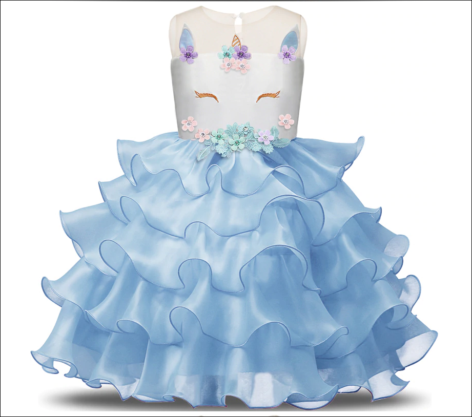 open lace back dress Ombre Blue Tutu Dress Unicorn Birthday Party 6 Years / Lilac main image 1