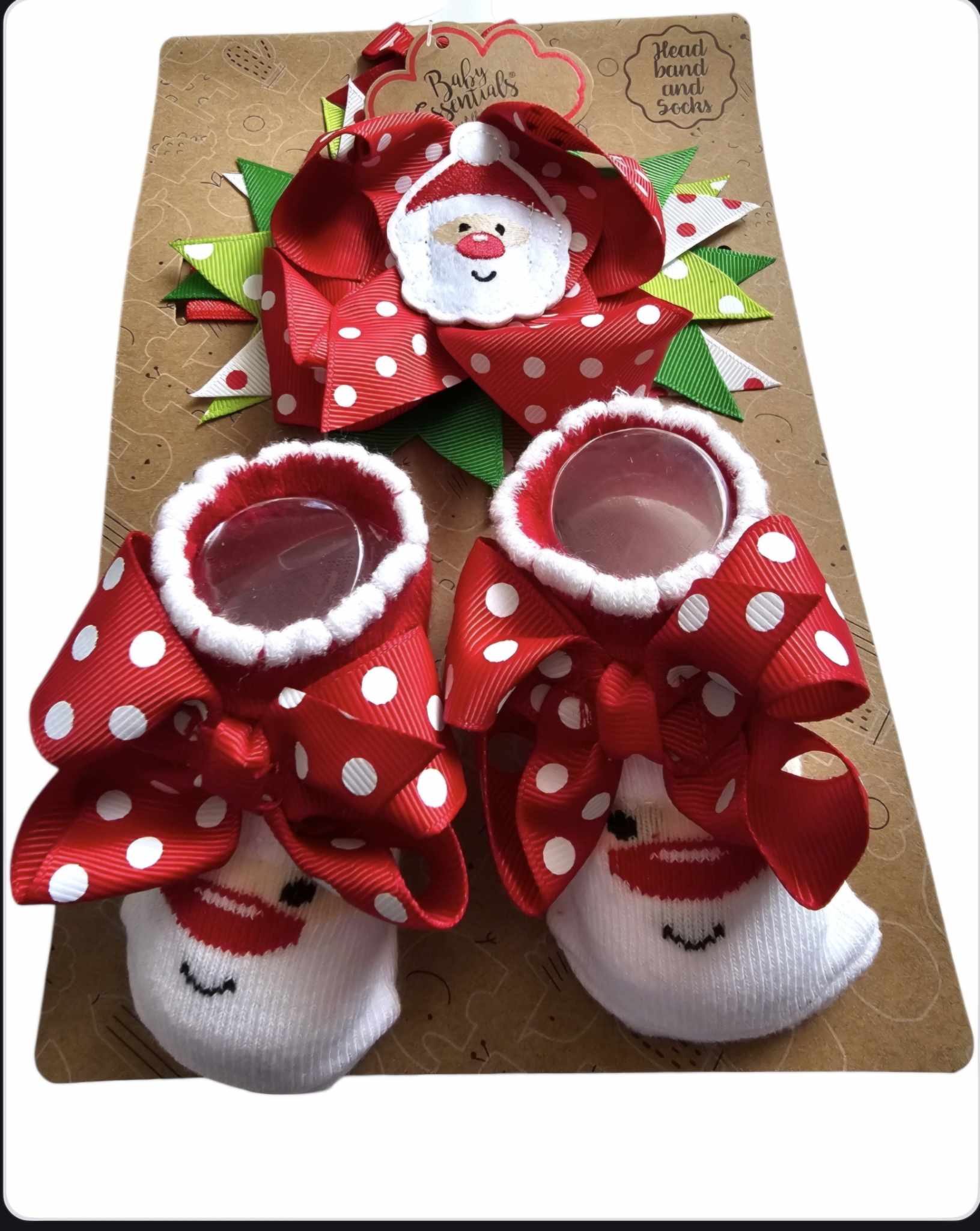 1st Christmas Headband and Socks, 2 Piece Set