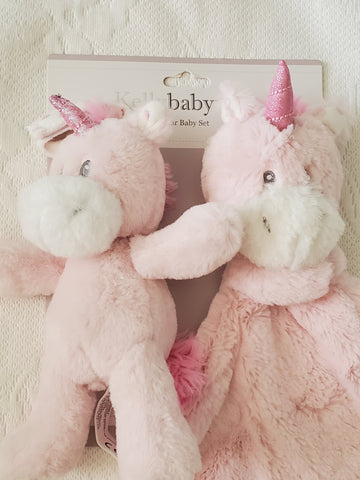 Kelly Baby Girl's 2 pack Unicorn Luxury Baby Set Pink