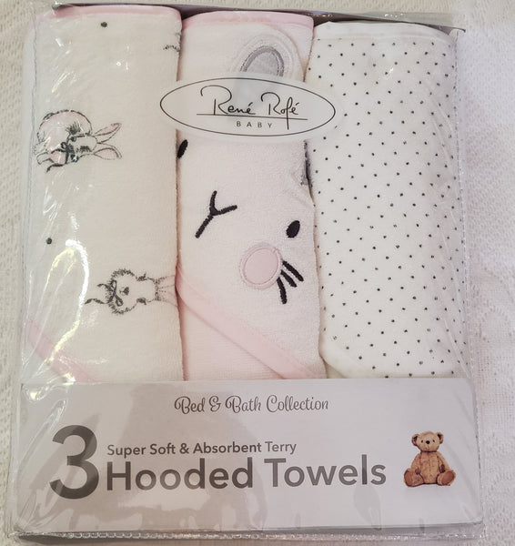 3-pk. Hooded Towel Set - Light Pink