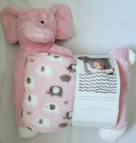 Pillow and Plush Baby Blanket Set - Elephant