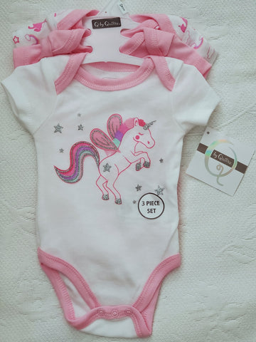 Quiltex Baby Girl 3 Pack Bodysuits