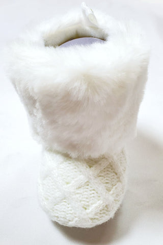 Stepping Stones - Faux Fur Cuff Boot in White