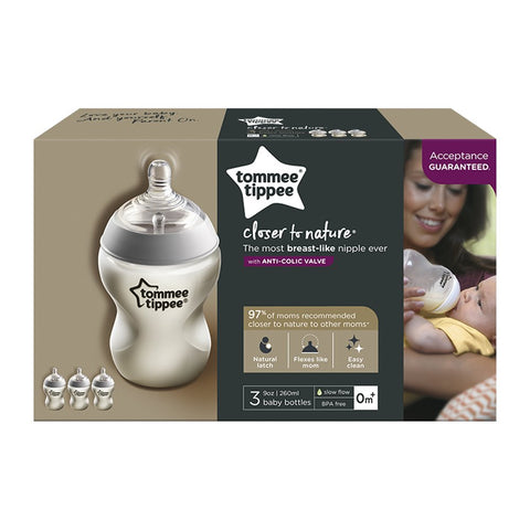 Tommee Tippee Closer to Nature Baby Bottle, Flow, 9 Ounce, 3 Count