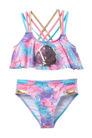 Betsey Johnson Shell Sequin Two-Piece Swimsuit