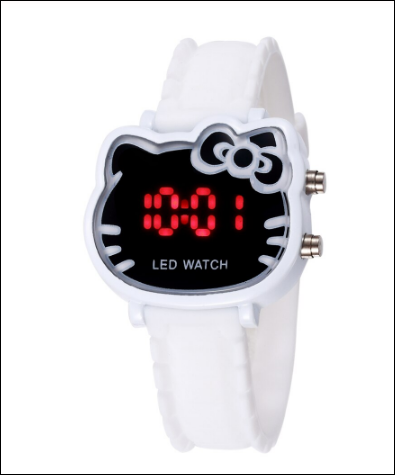 Hello Kitty LED Silicone Band Digital Watch - White