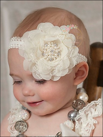 Lace Pearl Big Flower Headband