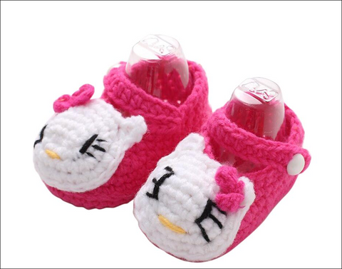Hello Kitty Crochet Slippers for Newborn - Hot Pink