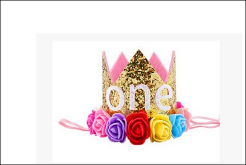 First Birthday Hat - Gold Crown - "one"