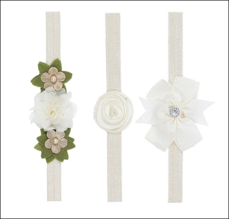 Sequin Bow Chiffon Flower Elastic Headband