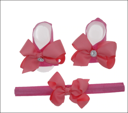 Baby Girls Barefoot Sandals Headbands