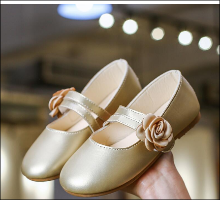 Flower Flat Shoes - Gold