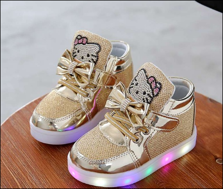 Hello Kitty LED Sneakers - Gold