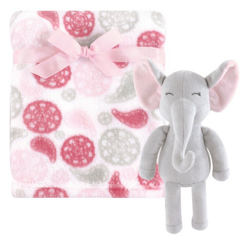Hudson Baby- Plush Blanket with Plush Toy Set, Pasiley Elephant