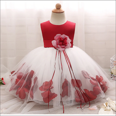 Floral Girl Dress Princess - Red
