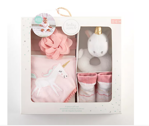 Baby Aspen - 4-Piece Simply Enchanted Unicorn Gift Set