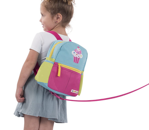 Alphabetz - Cupcake Toddler Backpack With Leash, Pink, blue, Yellow, Green, Universal Size For Girls