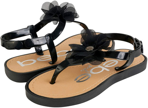 Bebe Girls Thong Sandals with Chiffon Flowers