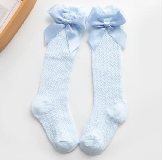 Baby Girl Knee High Socks Tube Ruffled Long Stockings Bows Socks for Newborn Toddler