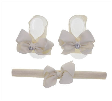 Baby Girls Barefoot Sandals Headbands