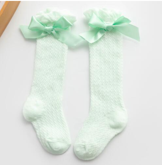 Baby Girl Knee High Socks Tube Ruffled Long Stockings Bows Socks for Newborn Toddler