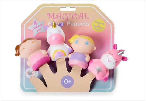 Magic Years Set of 4 Unicorn Finger Puppets for Playtime & Bathtime Fun