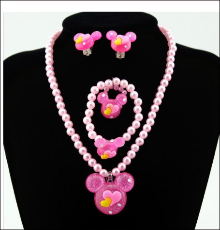Minnie Bowtique Beads Necklace, Bracelet Jewelry Sets for Girls