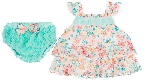 Little Lass Baby Girl Dress & Diaper Cover Set