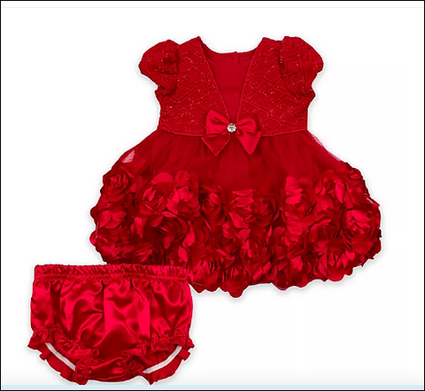 Nanette Baby® Rosette Dress with Diaper Cover in Red