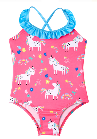 Wippette Baby Toddler Girl Unicorn One-Piece Swimsuit
